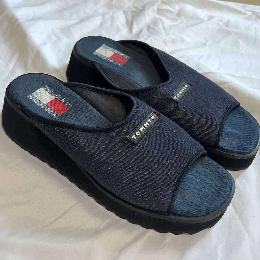 Tommy Hilfiger Blue Mules with Cushioned Footbed